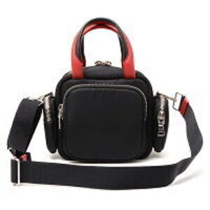 Prada red black cargo bag handle handles top Tessuto pocket